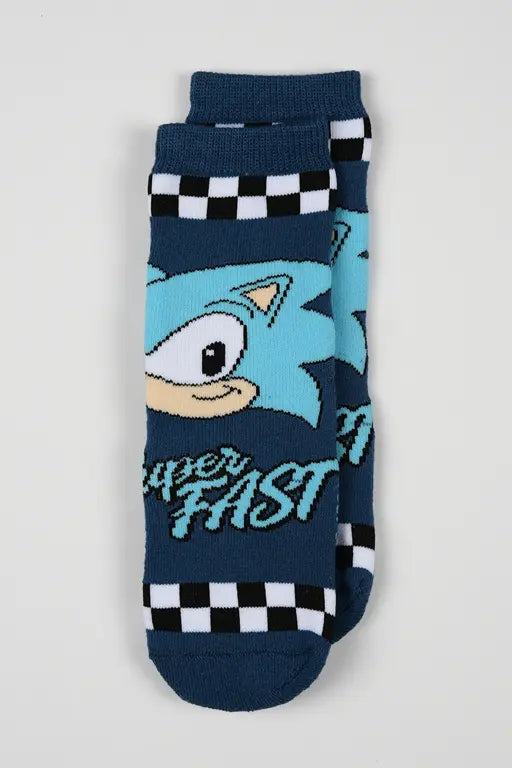 Blauwe Sonic antislip sokken voor kinderen met Super Fast design