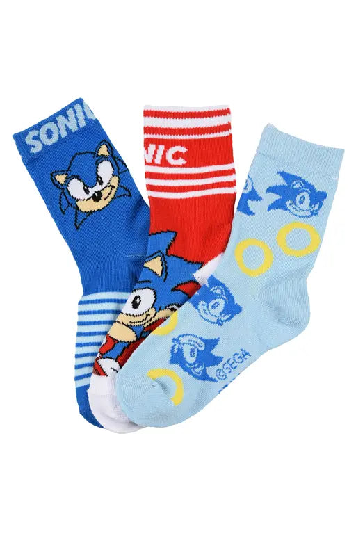 Sonic the Hedgehog kindersokken set van 3 paar met verschillende dessins