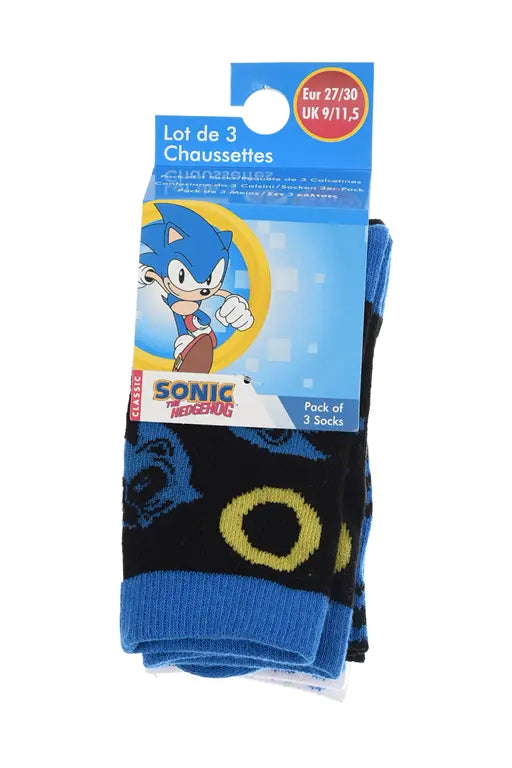Verpakking met 3 paar Sonic the Hedgehog sokken voor kinderen