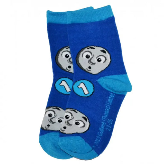 Blauwe Thomas de Trein kindersokken met Thomas en nummer 1