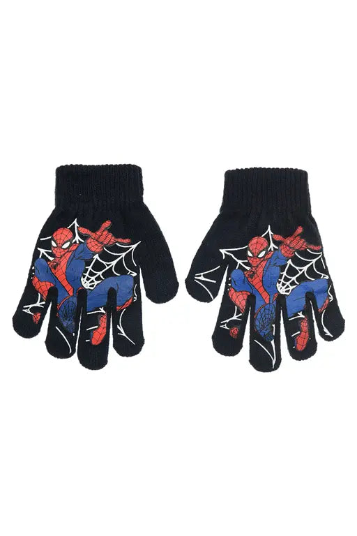 Donkerblauwe Spider-Man kinderhandschoenen met Spider-Man en spinnenweb