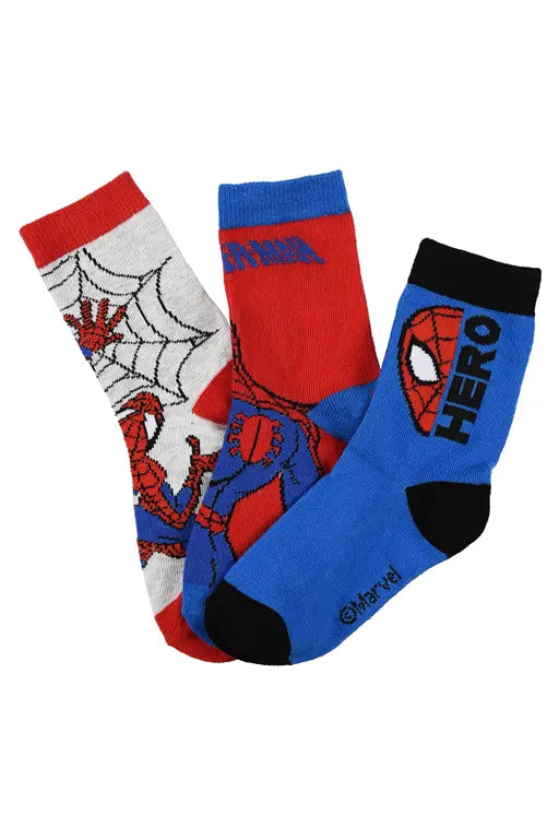Set van 3 paar Spider-Man sokken voor kinderen in rood blauw en grijs