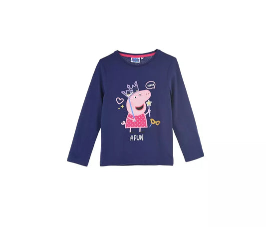 Peppa Pig Longsleeve Kinderen – Paars met Glitters – Maat 110 – 100% Katoen – Officiële Licentie