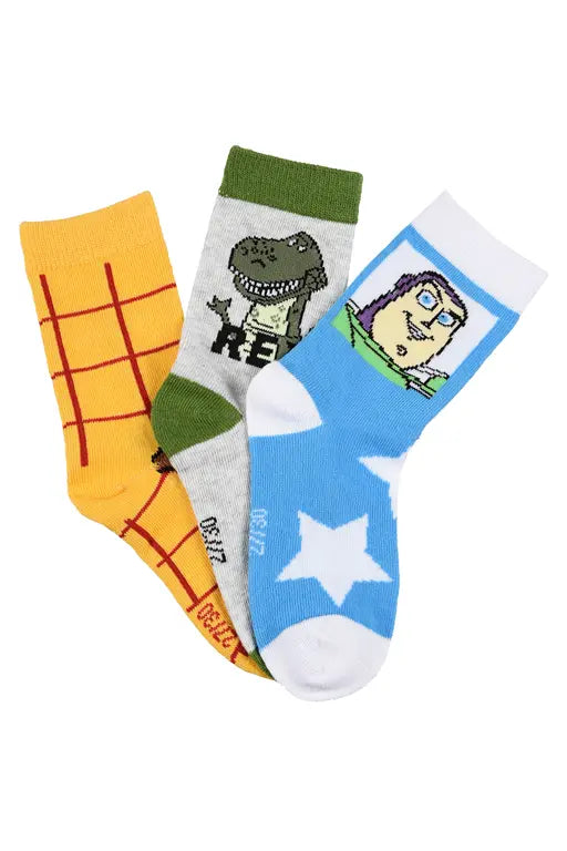 Toy Story kindersokken set van 3 paar met Buzz Lightyear Rex en Woody