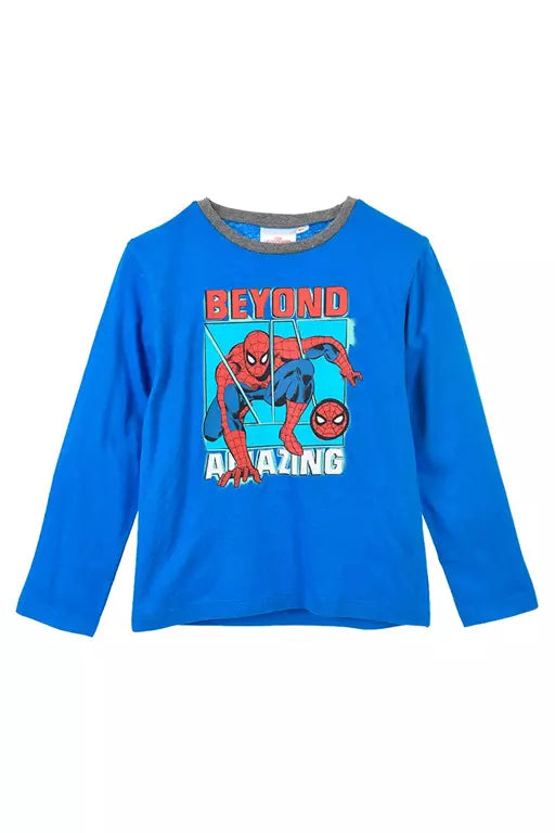 Spider-Man Longsleeve Shirt Blauw – Maat 98 – 100% Katoen – Officiële Marvel