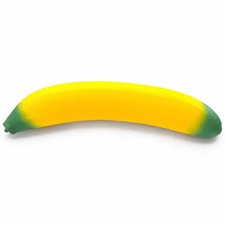 XL banaan squishy in geel met groene uiteinden